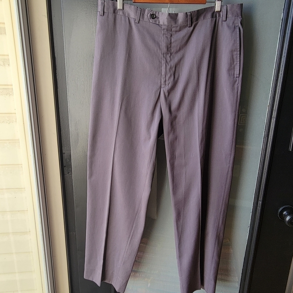Vintage Ralph Lauren Pants W38 Plaid Polyester Rayon Rise 12" Blend Pleated Grey